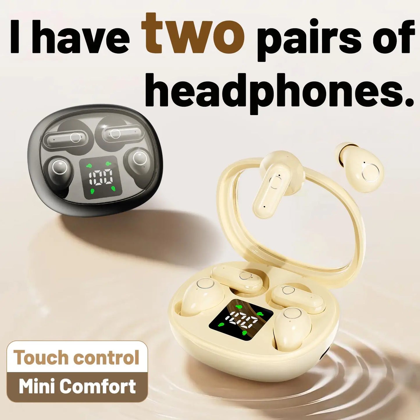 Mini Invisible Short Stem Bluetooth Earbuds 2 Pairs Waterproof Wireless Earphones with Mic for Sleep Sports Work