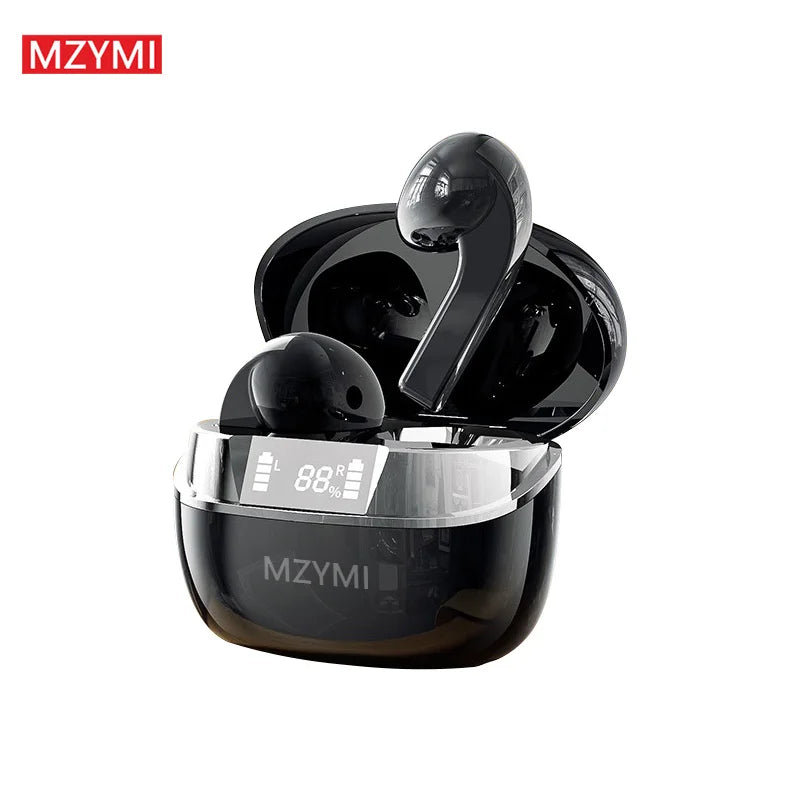 MZYMI Q13 Bluetooth Wireless Earphone ENC Noise Cancelling HD Call Headphone LED Digital Display Sport Gaming Headset With Mic