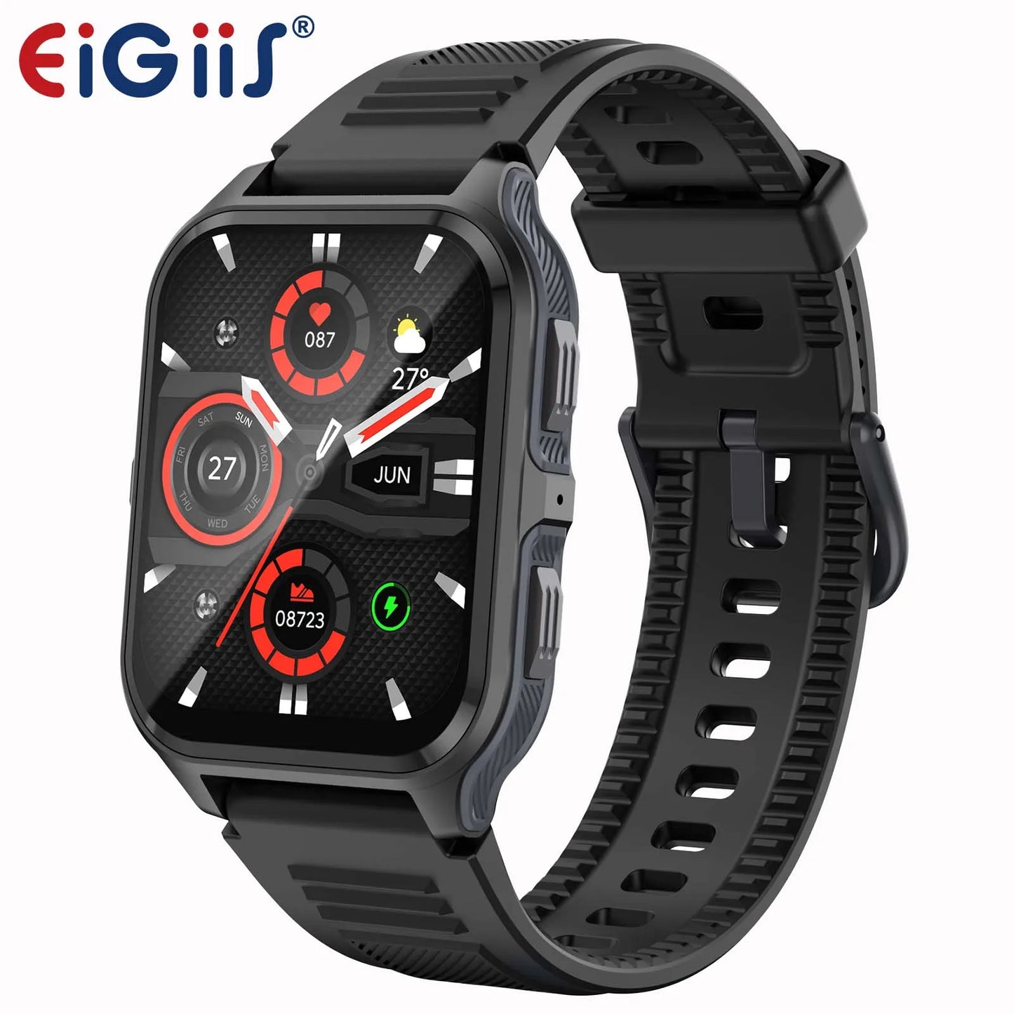 EIGIIS NewSmart Watch 3ATM Waterproof 100+ Sports Modes Heart Rate Blood Pressure Oxygen Saturation Monitoring HD Audio CallsP73