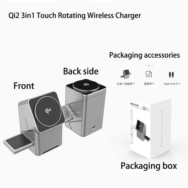 25W 3in1 Magnetic Wireless Charger Stand Fast Charging Dock for iPhone 16 15 14 13 Max Samsung S23 S22 S24