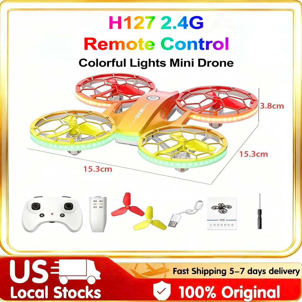 One Key Takeoff Landing RC Drone 2.4G Anti-Drop Mini Racing Quadcopter with Colorful LED Lights Kids Flying Gift Toy 2026 New