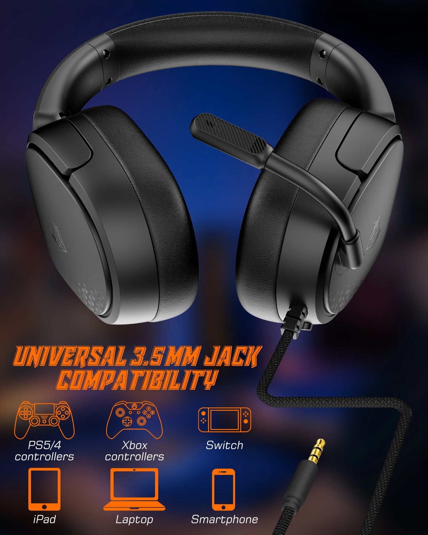NUBWO HG04L Gaming Headset 3.5mm Jack Clear Unidirectional Mic Soft Memory Earmuffs for PS5/PS4 Xbox Series X|S/Xbox One Switch