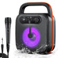 Portable Karaoke Machine with 2 Wireless Microphones, Bluetooth Speaker with Lights, Subwoofers for Home Party, 5 Voice Effects