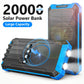 20000mAh Portable Solar Power Bank Wireless Charging 18W Dual LED Lights 4 Built-in Charging for iPhone Android Phones AirPods