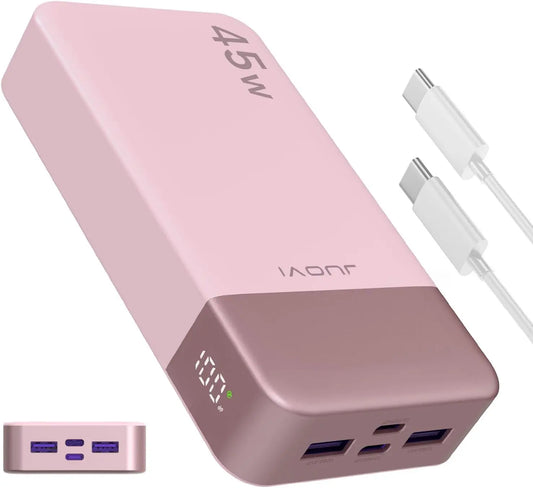 JUOVI 20000mah Power Bank 45W Fast Charging Battery Pack with LED Display for iPhone Android Laptop etc