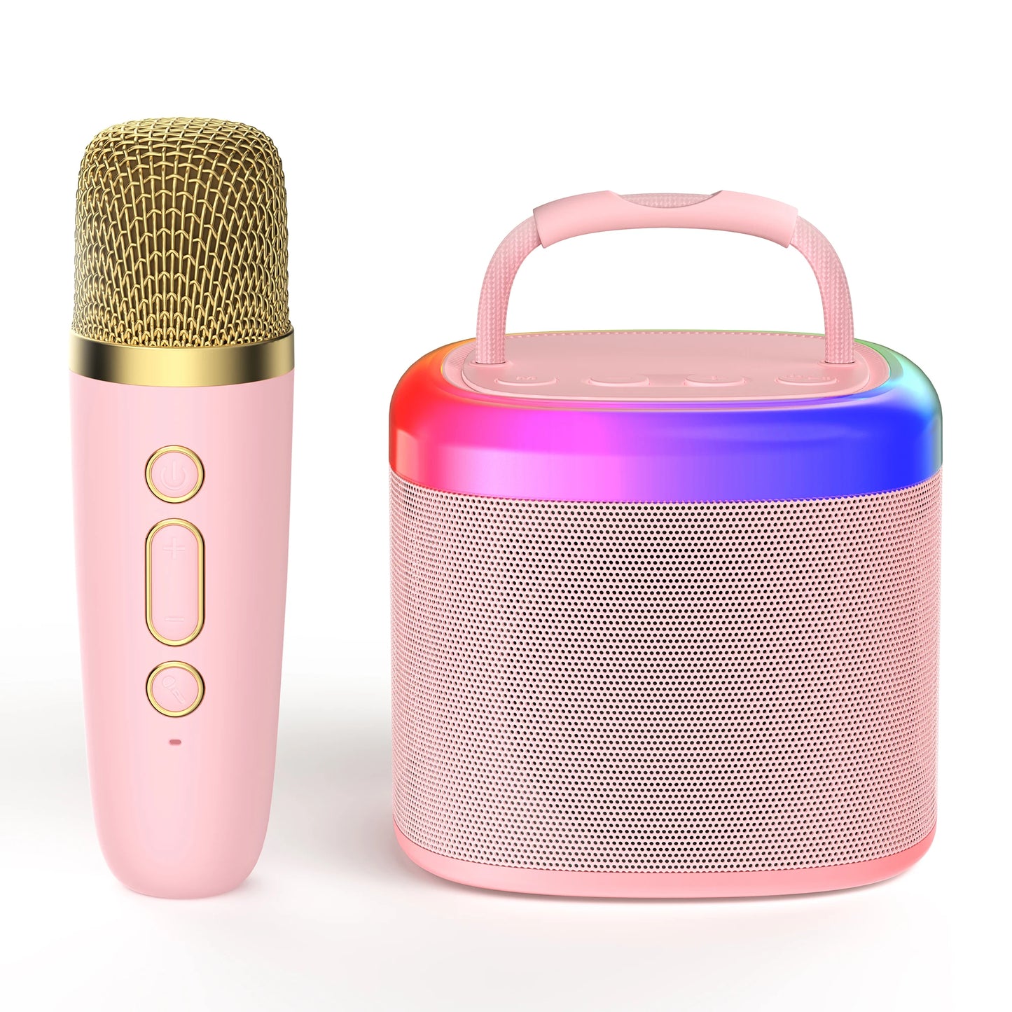 Mini Karaoke Machine，Portable Bluetooth Speaker with 2 Wireless Microphones,Birthday Gifts Suitable for Girls Aged 4 to 12