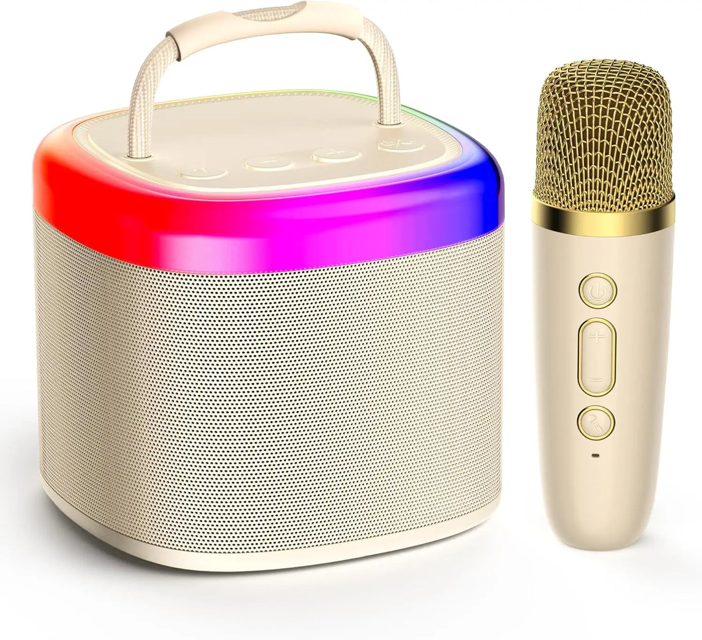 Mini Karaoke Machine，Portable Bluetooth Speaker with 2 Wireless Microphones,Birthday Gifts Suitable for Girls Aged 4 to 12