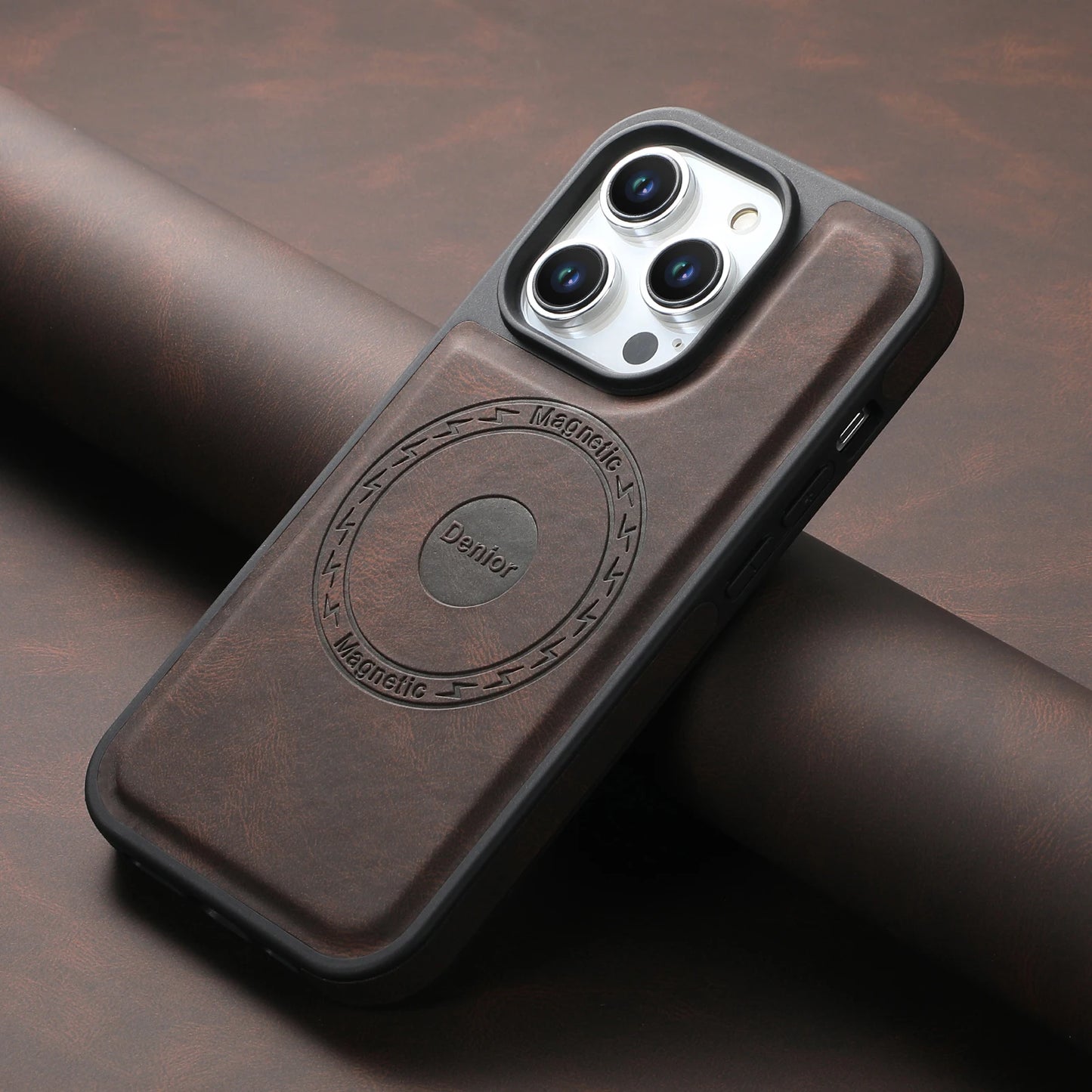 Magnetic Case for iPhone 16 15 14 13 12 Pro Max Plus Vintage Leather Cover for Magsafe Anti-konck Soft Shell iP16 Phone ./\';p