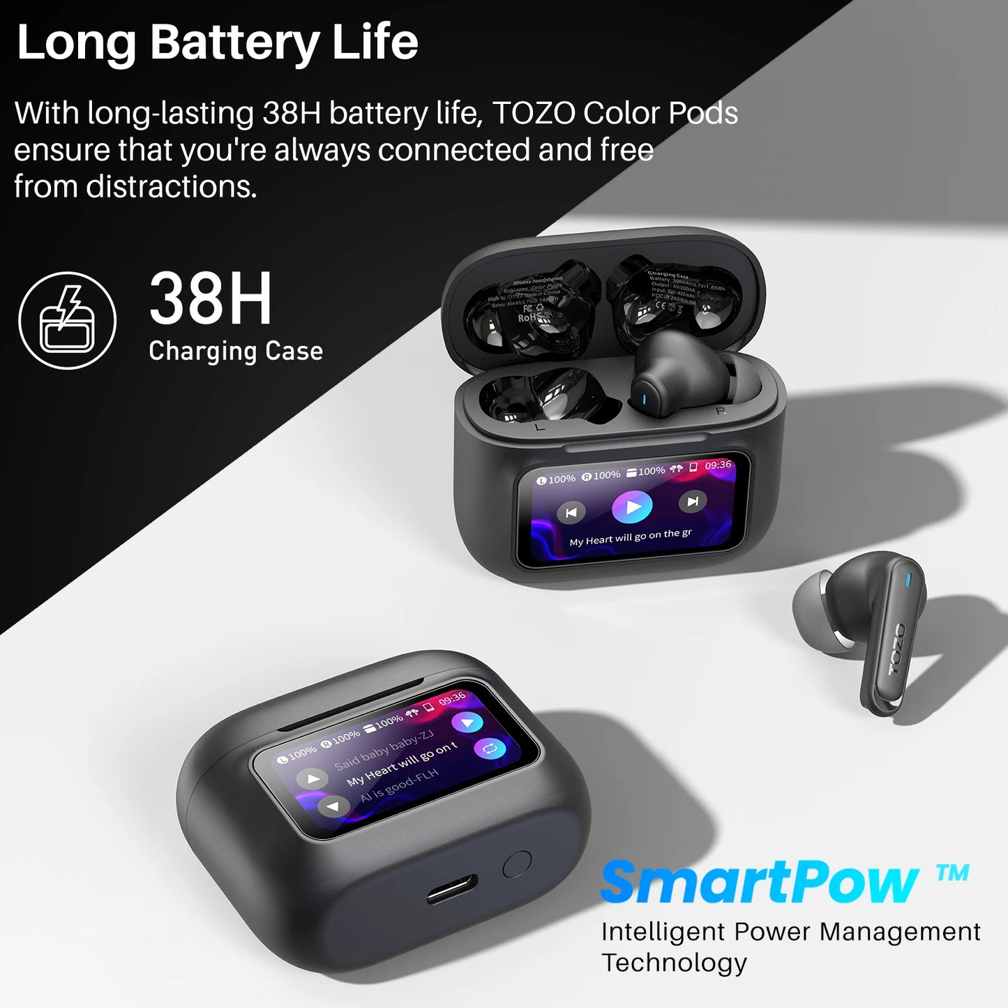 TOZO Color Pods Smart AI Translate Earbuds Wireless Blutooth 5.4 Earphones Noise Canceling Voice Translator Language Real Time
