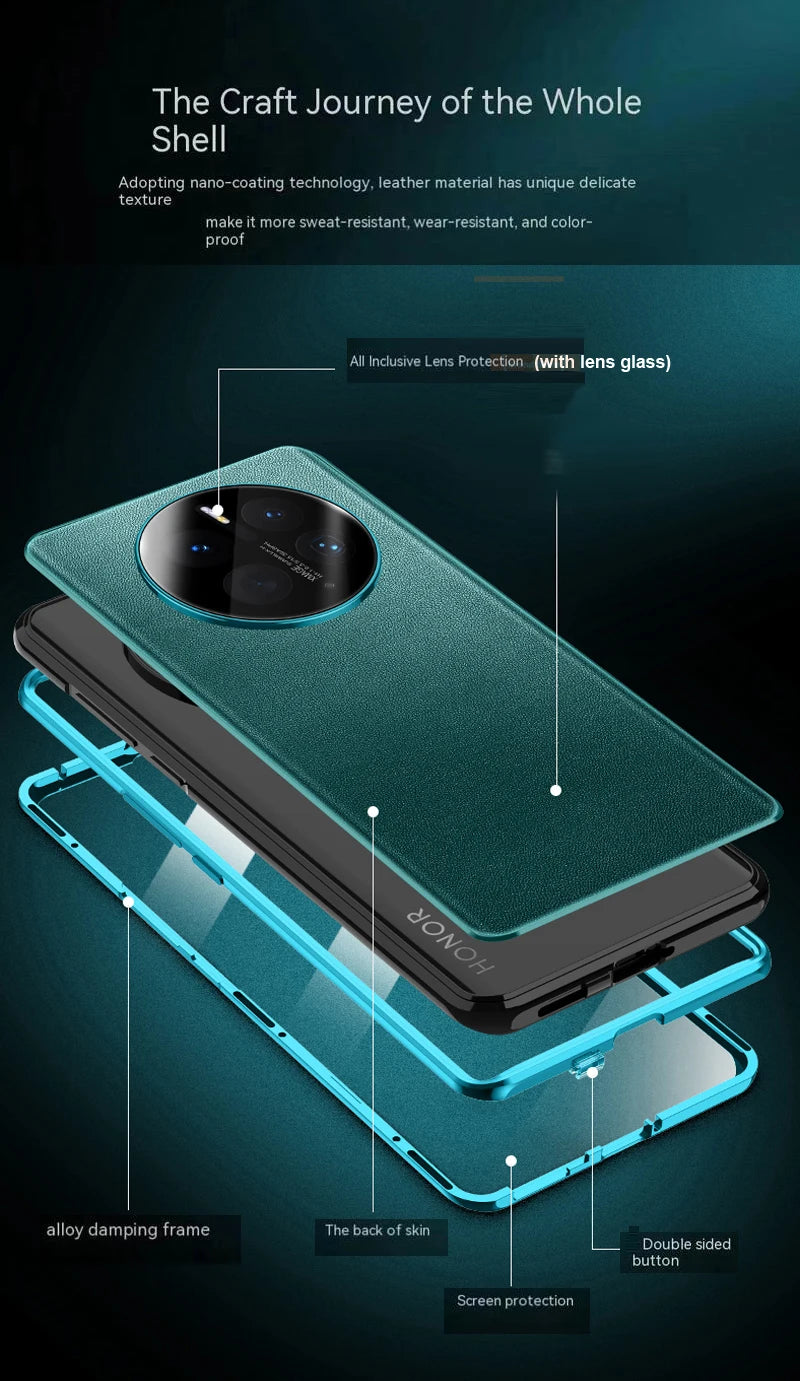 Luxury Leather Glass 360° Cover for Honor Magic 6 7 Pro HD Shockproof Bumper Phone Case Funda for Honor Magic 6 5 4 Lite 5G2028