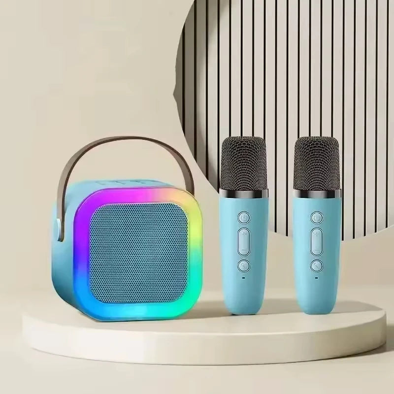 Mini Bluetooth Karaoke Speaker with Mic Portable LED Light Sound Box Music Player Family Singing Kids Gift