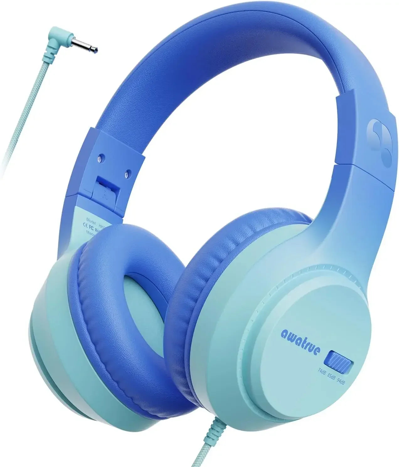 AWATRUE Kids Wired Headphones HK07 Stereo Sound Earphone with Mic Music Study Headset Limited Volume 74dB/85dB for Children