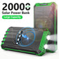 20000mAh Portable Solar Power Bank Wireless Charging 18W Dual LED Lights 4 Built-in Charging for iPhone Android Phones AirPods