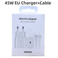 Original Samsung Charger 45W Super Fast Charge EU CERTIFIED Adapter For Galaxy Z Fold 5 4 3 Flip 5 4 3 S23 S24 Ultra S20 S22 S21