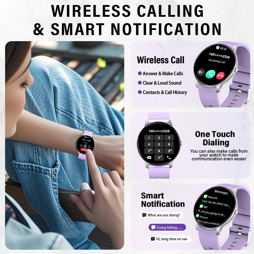 LAXASFIT 2025 Women's Smart Watch Bluetooth Talk 1.46 Touch Screen Health Monitoring IP68 Waterproof Men's Fitness Smartwatch