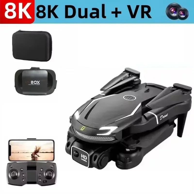 New V88 Drone VR 8K Professional HD Dual Camera WIFI Obstacle Avoidance Photography Optical Flow Foldable UAV Toys Holiday Gifts
