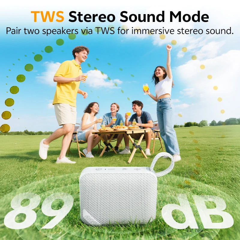 QCY SP2 Mini Speaker Wireless Bluetooth 5.3 Ambient Light Deep Bass HIFI TWS Stereo Sound Box IP67 Waterproof 17Hrs Subwoofer