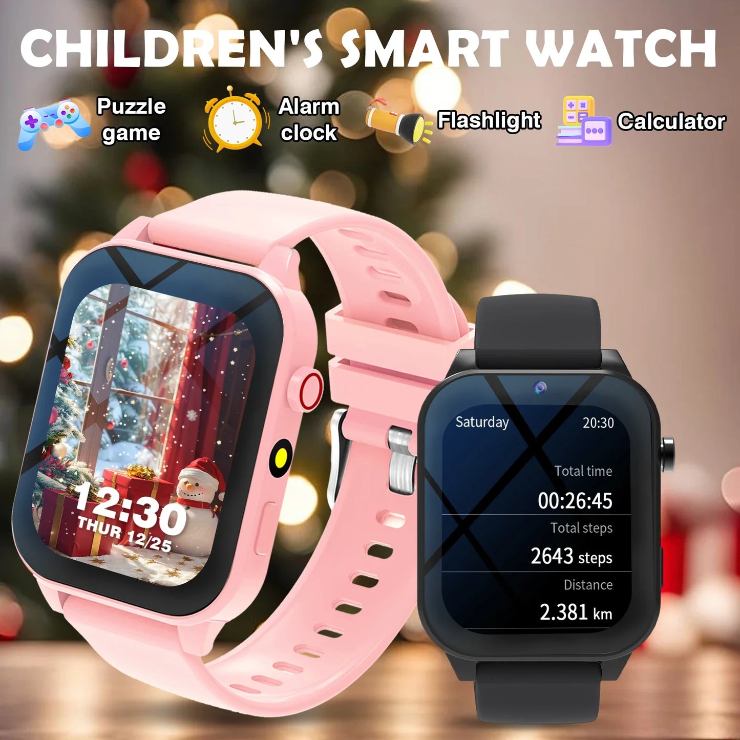 Kids Games Smart Watch 18 Games Camera Waterproof Flashlight Sleep Monitoring For Birthday Holiday Gift Boy Girl Children