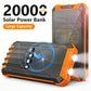 20000mAh Portable Solar Power Bank Wireless Charging 18W Dual LED Lights 4 Built-in Charging for iPhone Android Phones AirPods
