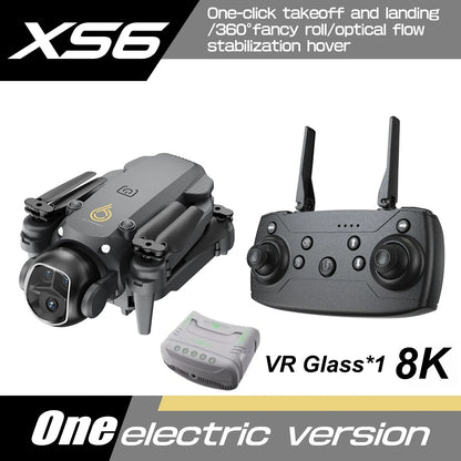 8K HD Dual Camera XS6 VR Drone – Brushless Motor & 5G WIFI, Optical Flow Positioning Mini RC Quadcopter Toy