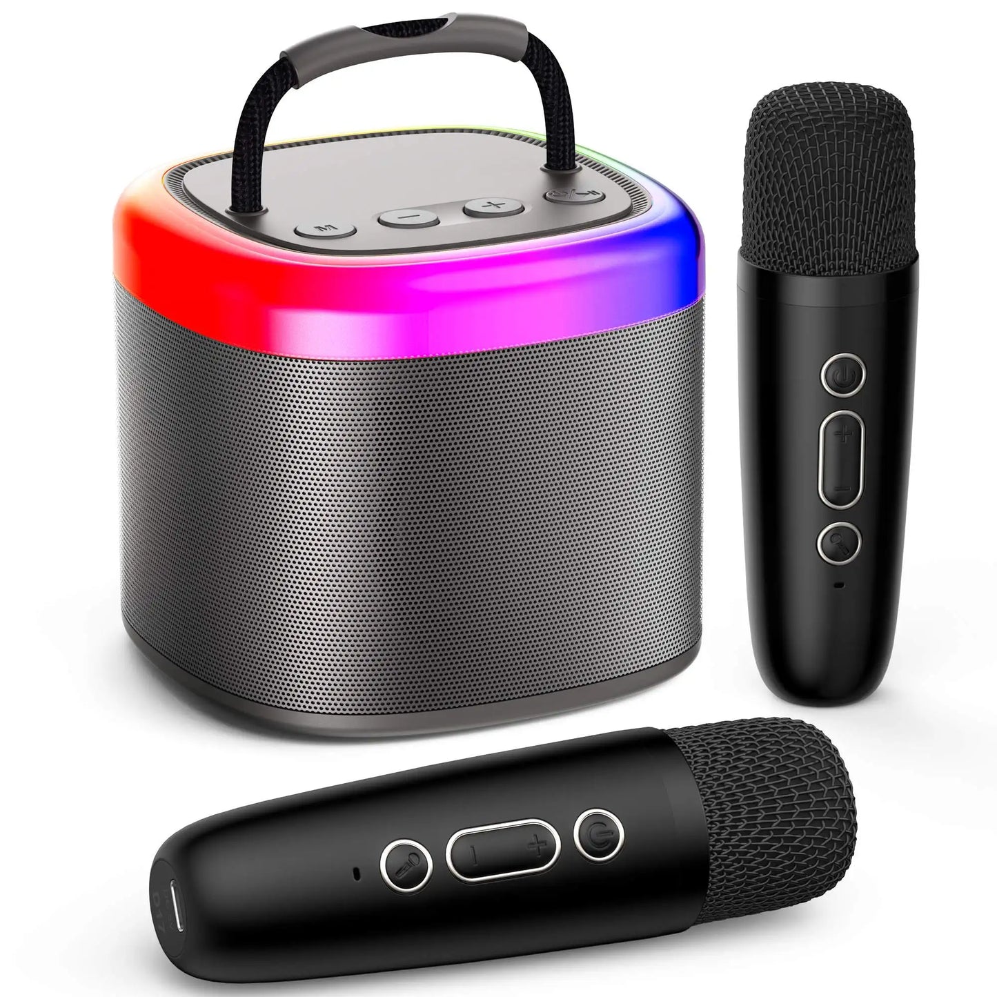 Mini Karaoke Machine，Portable Bluetooth Speaker with 2 Wireless Microphones,Birthday Gifts Suitable for Girls Aged 4 to 12