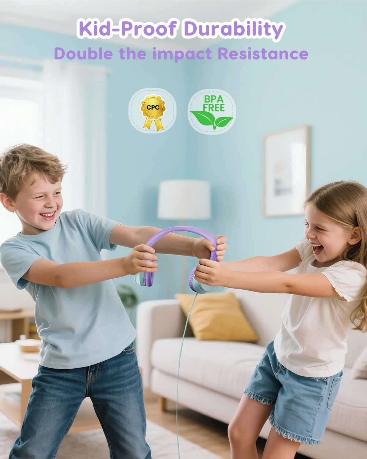 AWATRUE Kids Wired Headphones HK07 Stereo Sound Earphone with Mic Music Study Headset Limited Volume 74dB/85dB for Children