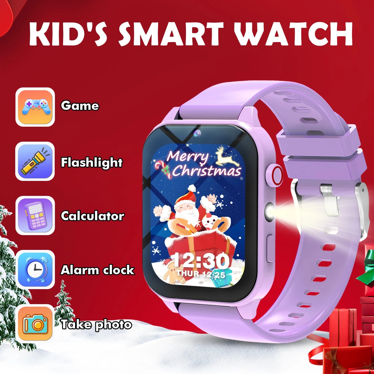 Kids Games Smart Watch 18 Games Camera Waterproof Flashlight Sleep Monitoring For Birthday Holiday Gift Boy Girl Children