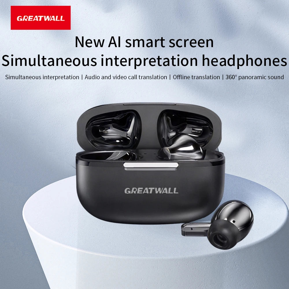 GREATWALL AI Translation Earphones, Classic Design In Ear Touch Wireless Earphones Music Game Sports Earphones Extra Long Batter