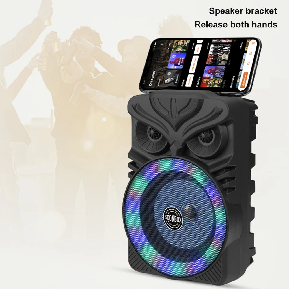 HiFi Stereo Subwoofer Bluetooth-Compatible FM Radio Aux Karaoke Handheld Sound Subwoofer RGB Light Portable Wireless Loudspeaker