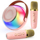 Portable Karaoke Machine with 2 Wireless Microphones, Bluetooth Speaker with Lights, Subwoofers for Home Party, 5 Voice Effects