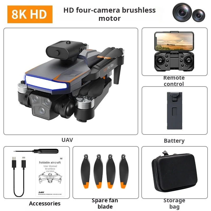 P18 Drone Brushless Motor 8K 5G HD Triple Camera Optical Flow Positioning GPS Obstacle Avoidance RC Quadcopter Toys Gift