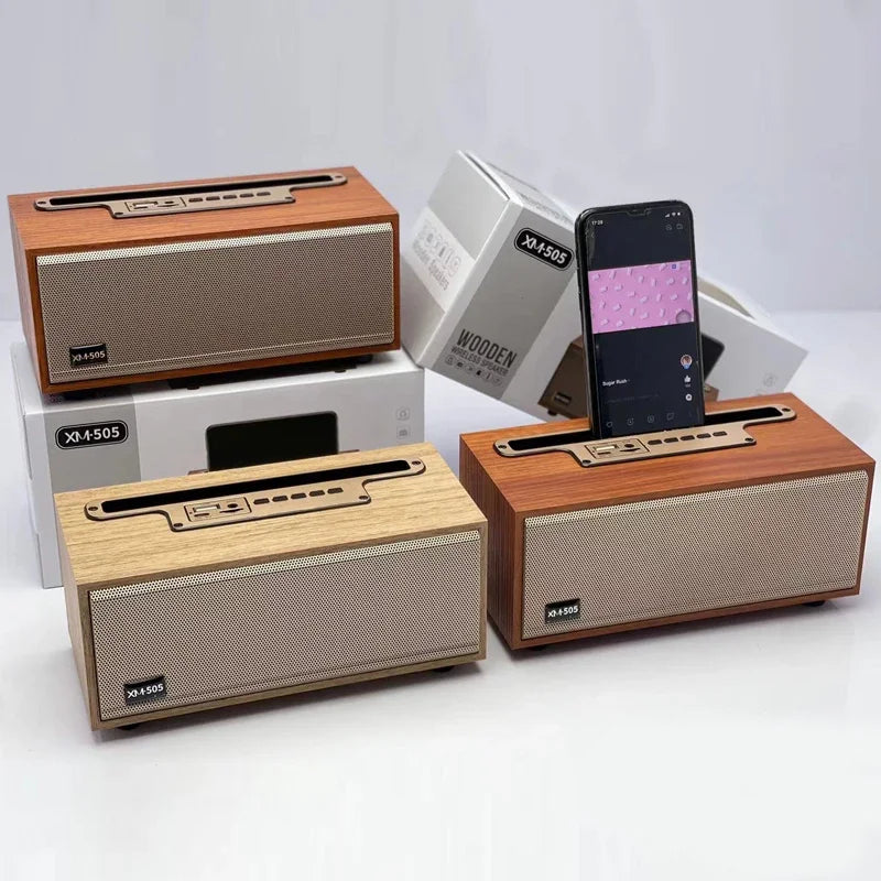 Multifunctional Wooden Bluetooth Speaker TWS Wireless Subwoofer Remote Sound System Portable Home Theater caixa de som FM Radio