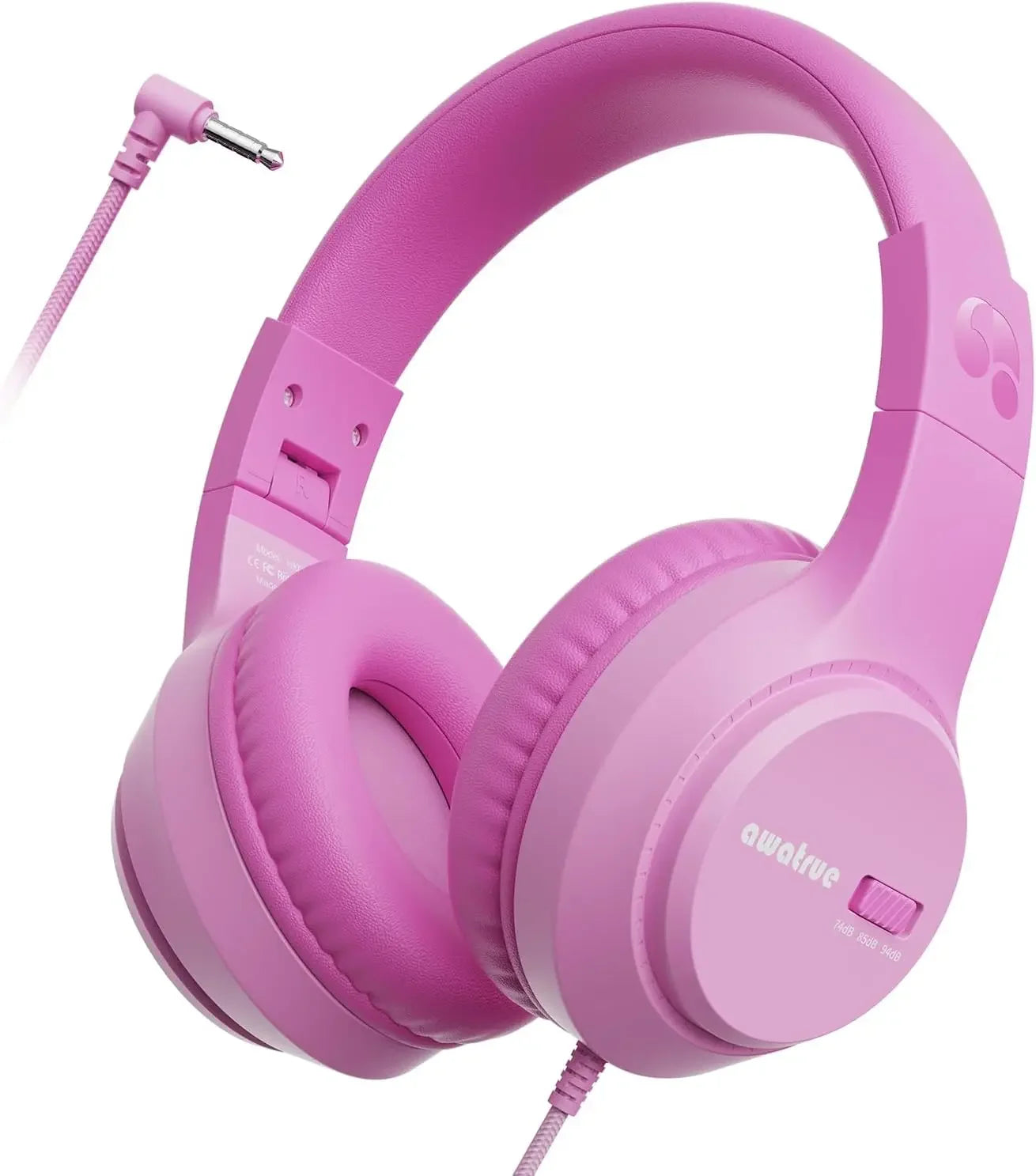 AWATRUE Kids Wired Headphones HK07 Stereo Sound Earphone with Mic Music Study Headset Limited Volume 74dB/85dB for Children