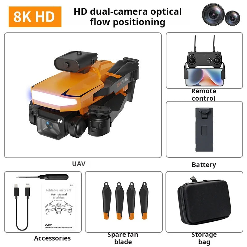 P18 Drone Brushless Motor 8K 5G HD Triple Camera Optical Flow Positioning GPS Obstacle Avoidance RC Quadcopter Toys Gift