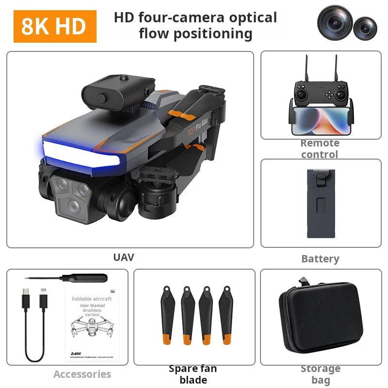 P18 Drone Brushless Motor 8K 5G HD Triple Camera Optical Flow Positioning GPS Obstacle Avoidance RC Quadcopter Toys Gift