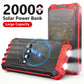 20000mAh Portable Solar Power Bank Wireless Charging 18W Dual LED Lights 4 Built-in Charging for iPhone Android Phones AirPods