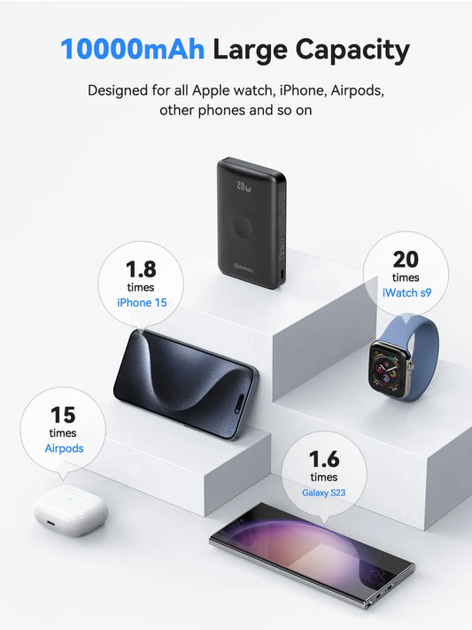 Magnetic Power bank 10000mAh Wireless Portable Charger For iPhone 17 16 15 14/Apple Watch 20W USB C Fast Charging Battery Pack