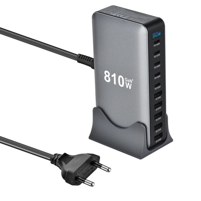 810W GaN Charger USB C Fast Desktop 10-port USB Type C PD3.1 Charger Fast Charging for iPhone Samsung Xiaomi Macbook