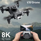 Mini V30 WiFi FPV Drone With 4K HD Dual Camera Obstacle Avoidance Drones Foldable RC Quadcopter Gift for Adults Kid Black Grey