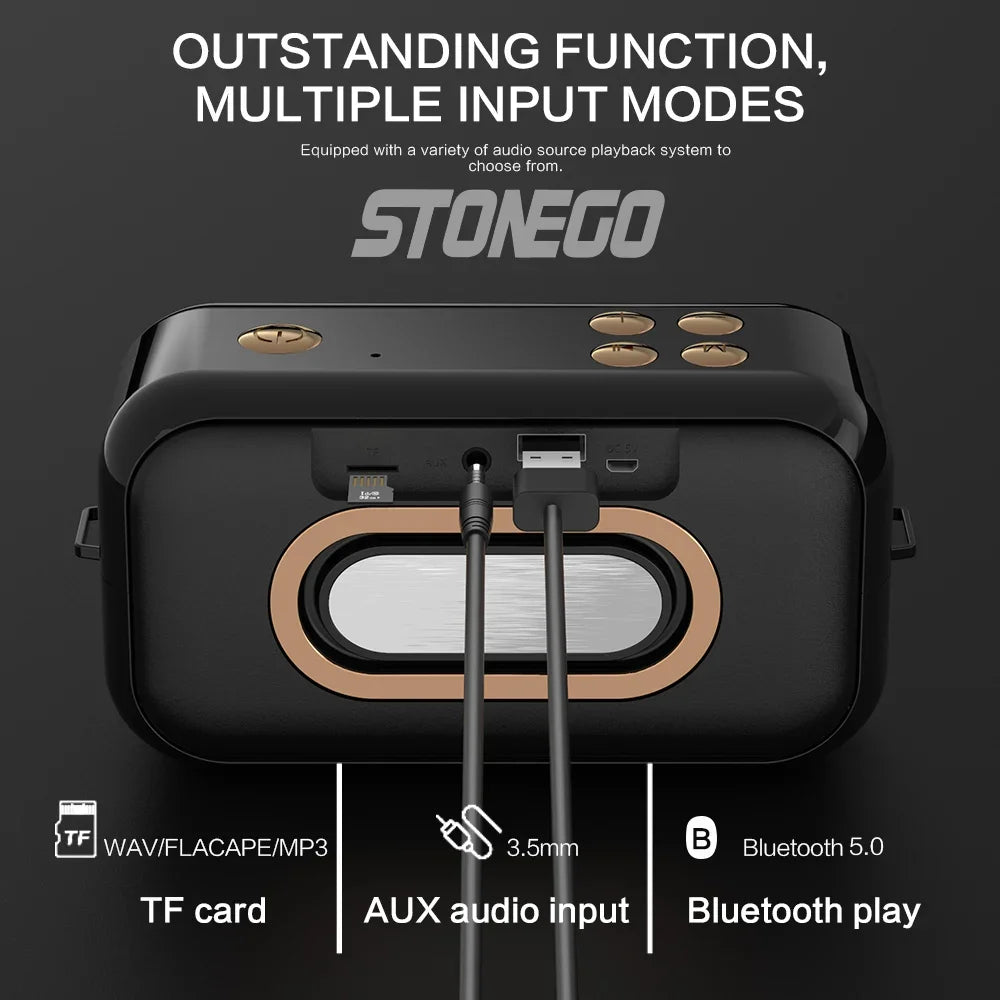 Wireless Bluetooth Speaker Stereo Sound Extended Bass Treble TWS Bluetooth 5.0 TF Card USB AUX Audio Input