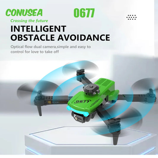 CONUSEA 0677 Dron Mini Drone 4k Drones with Dual camera HD 4k Optical Flow FPV WIFI Quadcopter Obstacle Avoidance RC Drones Toys
