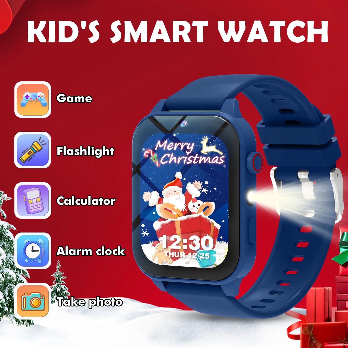 Kids Games Smart Watch 18 Games Camera Waterproof Flashlight Sleep Monitoring For Birthday Holiday Gift Boy Girl Children