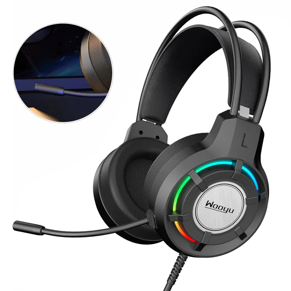 Wired Gaming Headset 7.1 Surround Over-Ear Headphone Noise Cancelling Deep Bass Stereo Headset with Mic for Computer PC