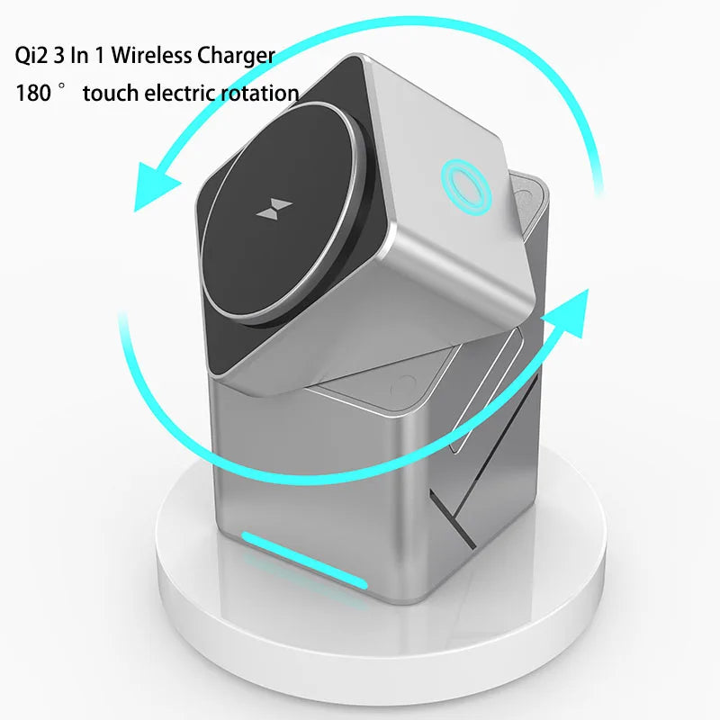 25W 3in1 Magnetic Wireless Charger Stand Fast Charging Dock for iPhone 16 15 14 13 Max Samsung S23 S22 S24