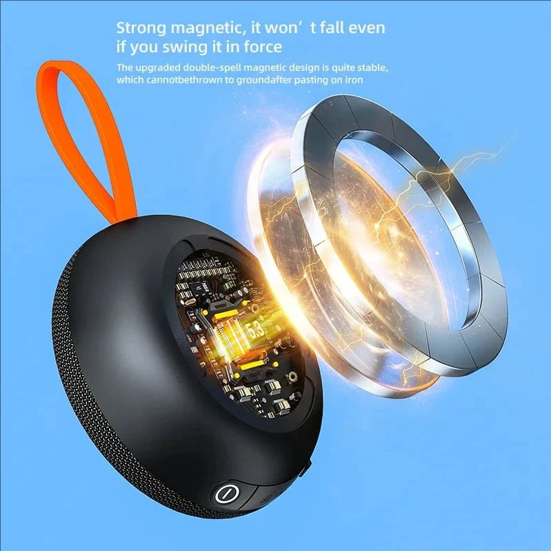 Mini Portable Speaker Bluetooth Magnetic Outdoor Waterproof Fabric Mesh Handle Super Magnet Function Audio Speakers