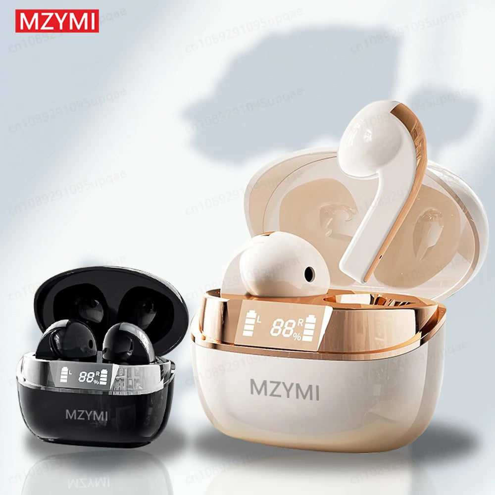 MZYMI Q13 Bluetooth Wireless Earphone ENC Noise Cancelling HD Call Headphone LED Digital Display Sport Gaming Headset With Mic
