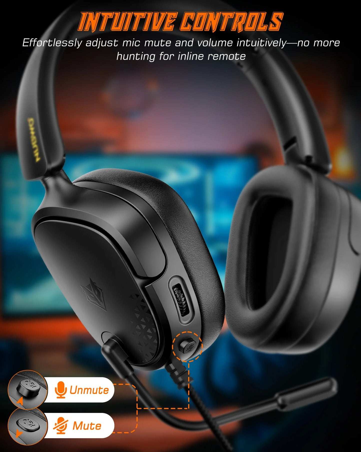NUBWO HG04L Gaming Headset 3.5mm Jack Clear Unidirectional Mic Soft Memory Earmuffs for PS5/PS4 Xbox Series X|S/Xbox One Switch
