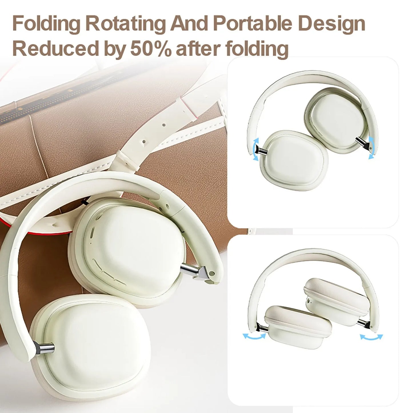 Over Ear Headphone Wireless Gaming Headset BT5.3 Over Ear Headphone with Mic 3.5mm Foldable Earphone Wireless PC Headset