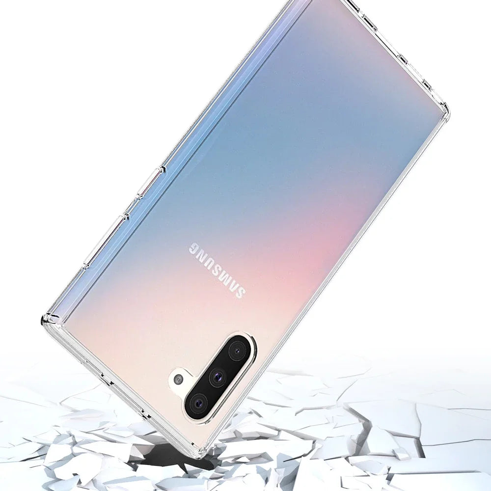 Soft TPU Frame + Transparent Hard PC Back Cover Shockproof Crystal Clear Phone Case For Samsung Galaxy Note 10 Pro Note10 Plus